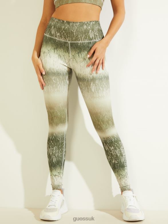 GUESS Women Corrine Python Leggings Allover Python Kaki Combo Apparel V28V62526