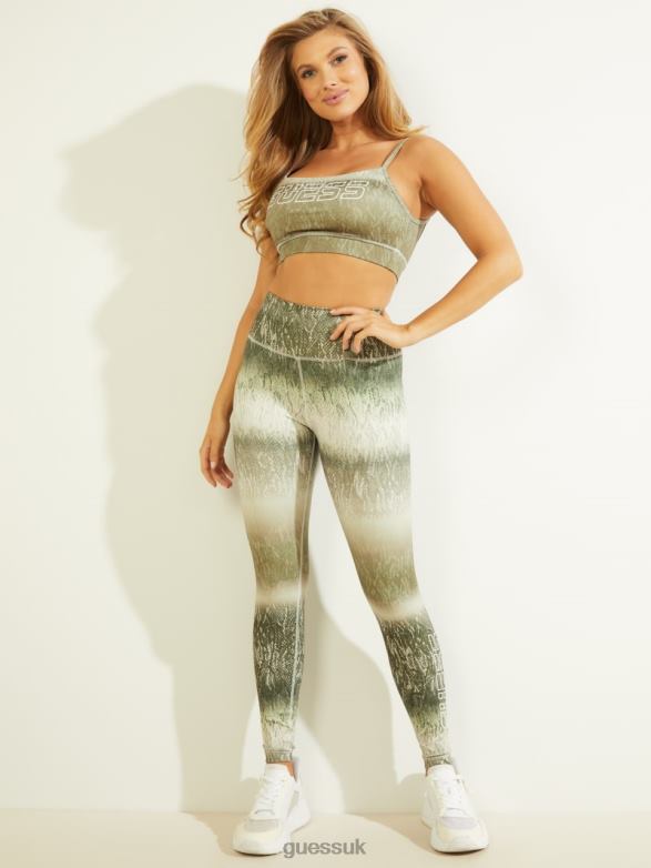 GUESS Women Corrine Python Leggings Allover Python Kaki Combo Apparel V28V62526