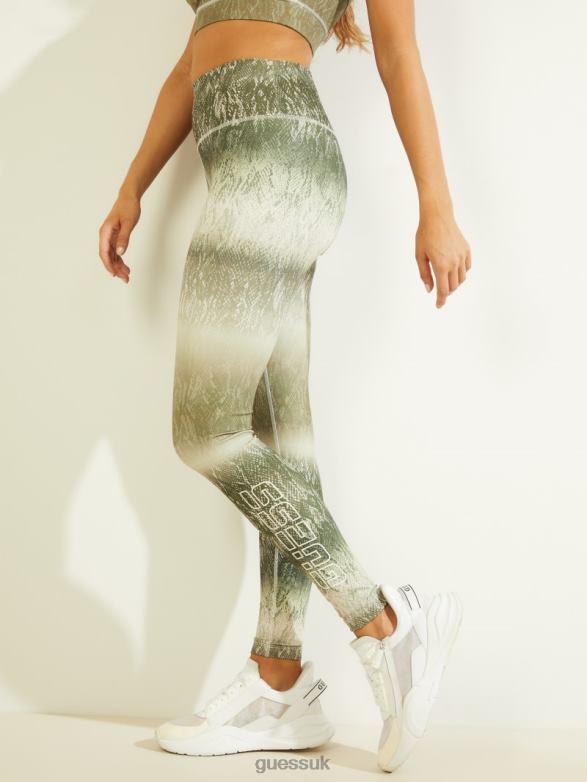 GUESS Women Corrine Python Leggings Allover Python Kaki Combo Apparel V28V62526