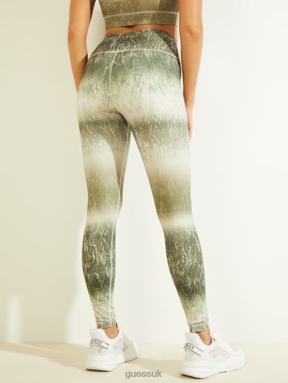 GUESS Women Corrine Python Leggings Allover Python Kaki Combo Apparel V28V62526