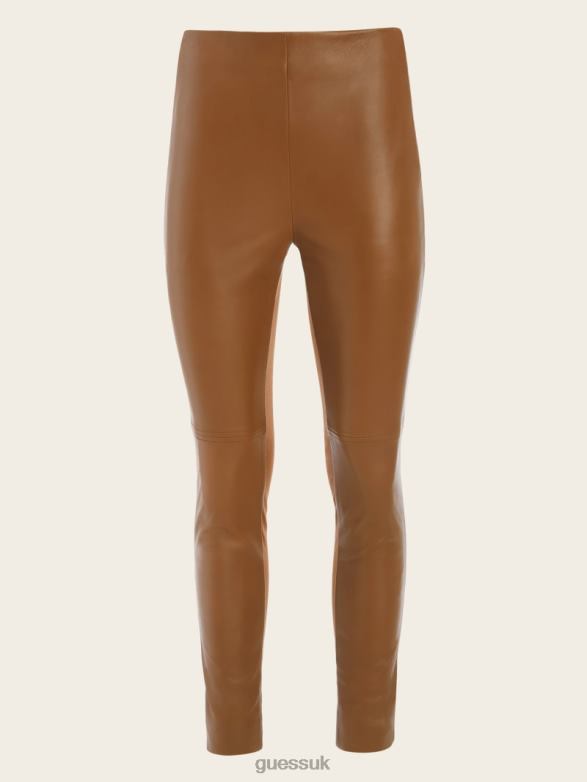 GUESS Women Coy High-Rise Leather Legging Brown Beauty Apparel V28V62276