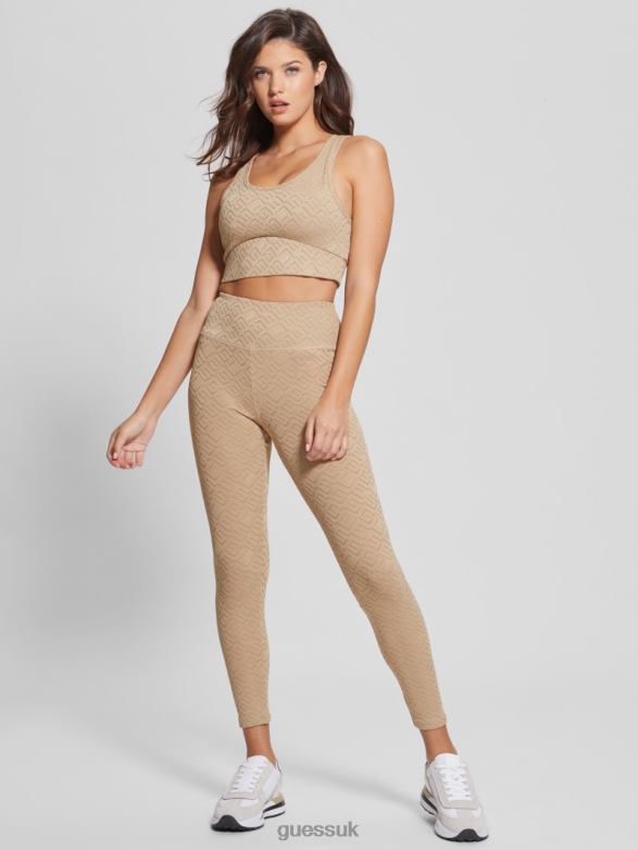 GUESS Women Dana Logo Leggings G-Embossed Thermal Clay Apparel V28V62384