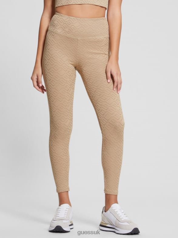 GUESS Women Dana Logo Leggings G-Embossed Thermal Clay Apparel V28V62384