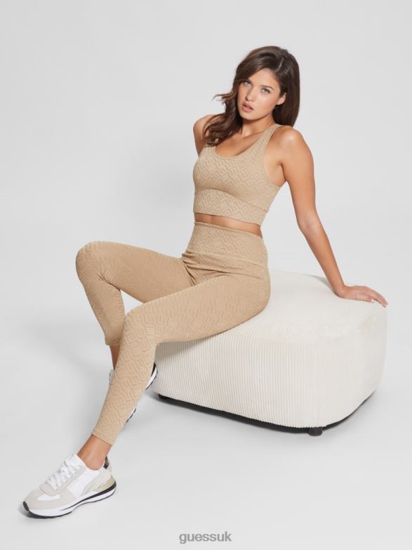 GUESS Women Dana Logo Leggings G-Embossed Thermal Clay Apparel V28V62384