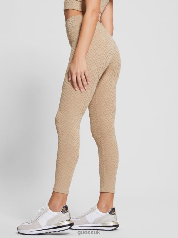 GUESS Women Dana Logo Leggings G-Embossed Thermal Clay Apparel V28V62384