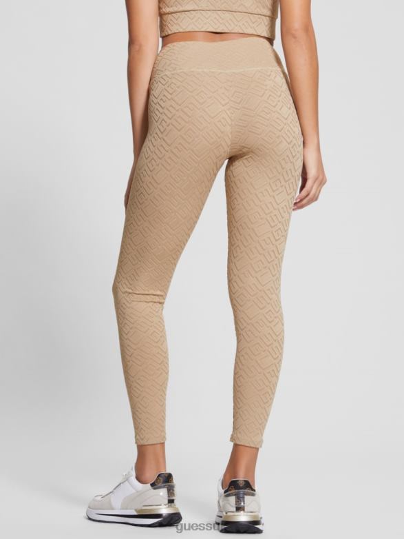 GUESS Women Dana Logo Leggings G-Embossed Thermal Clay Apparel V28V62384