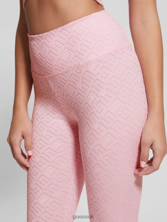 GUESS Women Dana Logo Leggings G-Embossed Washed Out Pin Apparel V28V62352