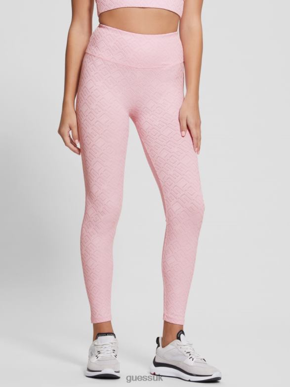 GUESS Women Dana Logo Leggings G-Embossed Washed Out Pin Apparel V28V62352