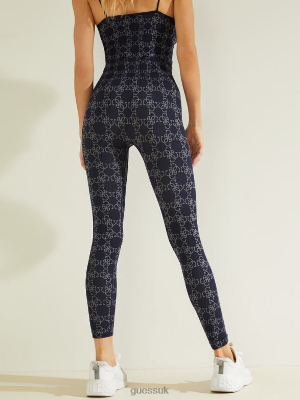 GUESS Women Della Logo Print Leggings 4G Jacquard Sea Navy Apparel V28V62373