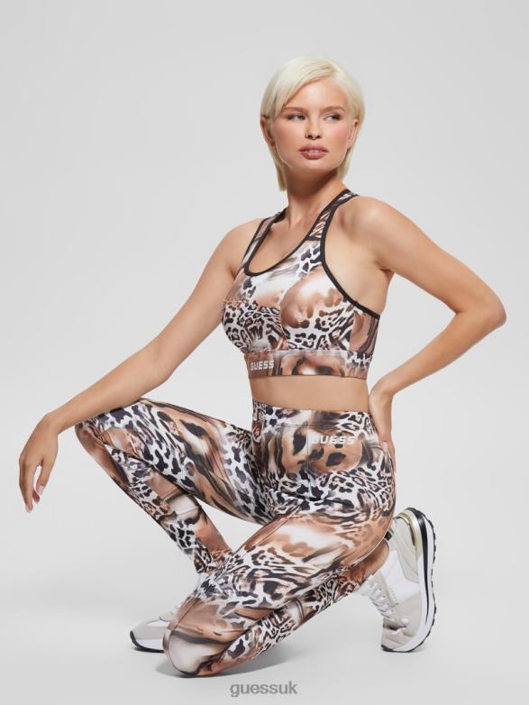GUESS Women Eco Adrianna Animalier Leggings Fluid Leopard Print Apparel V28V62434