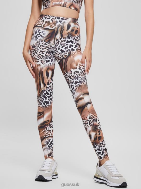 GUESS Women Eco Adrianna Animalier Leggings Fluid Leopard Print Apparel V28V62434