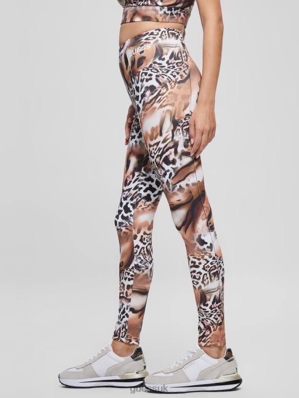 GUESS Women Eco Adrianna Animalier Leggings Fluid Leopard Print Apparel V28V62434