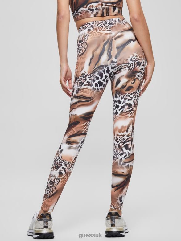 GUESS Women Eco Adrianna Animalier Leggings Fluid Leopard Print Apparel V28V62434