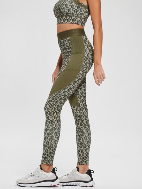 GUESS Women Eco Daria Cube Leggings G Cube Olive Combo Apparel V28V62394