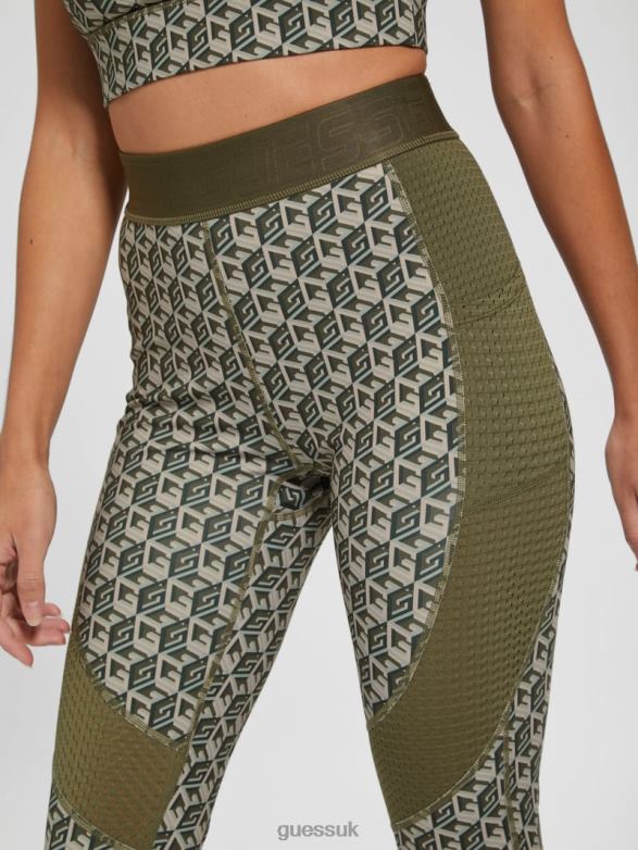 GUESS Women Eco Daria Cube Leggings G Cube Olive Combo Apparel V28V62394