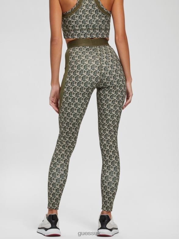 GUESS Women Eco Daria Cube Leggings G Cube Olive Combo Apparel V28V62394