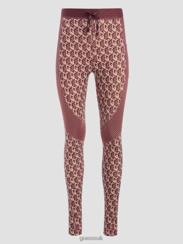 GUESS Women Eco Daria Cube Leggings G Cube Red Combo Apparel V28V62425