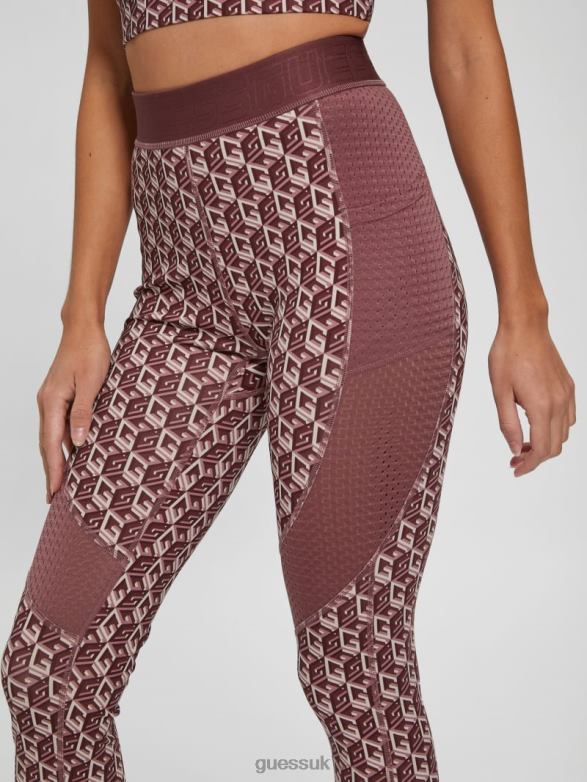 GUESS Women Eco Daria Cube Leggings G Cube Red Combo Apparel V28V62425
