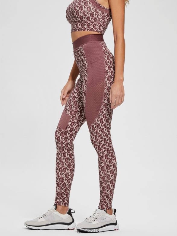 GUESS Women Eco Daria Cube Leggings G Cube Red Combo Apparel V28V62425