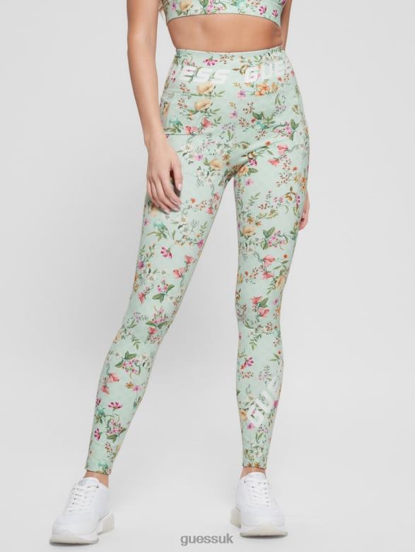 GUESS Women Eco Davina Printed Leggings Acqua Field Flower Apparel V28V62240