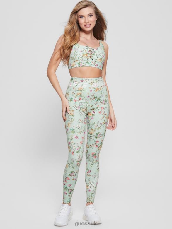 GUESS Women Eco Davina Printed Leggings Acqua Field Flower Apparel V28V62240