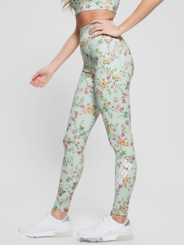 GUESS Women Eco Davina Printed Leggings Acqua Field Flower Apparel V28V62240