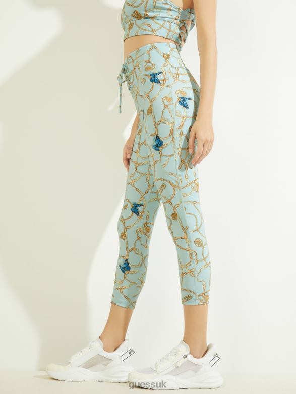 GUESS Women Eco Dollie Leggings Chain & Charms Azure Apparel V28V62513