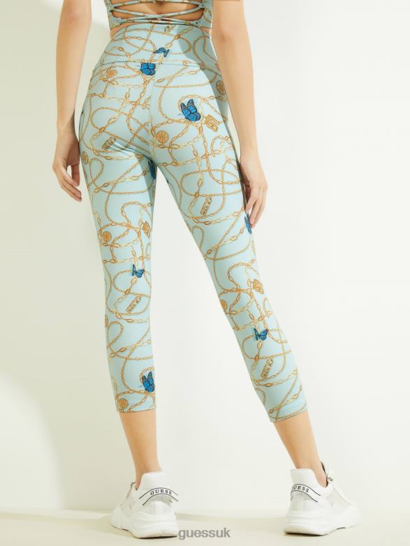 GUESS Women Eco Dollie Leggings Chain & Charms Azure Apparel V28V62513