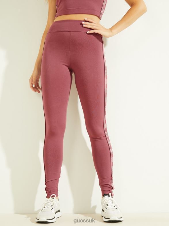 GUESS Women Eco Doreen Logo Tape Leggings Wine Cellar Apparel V28V62416