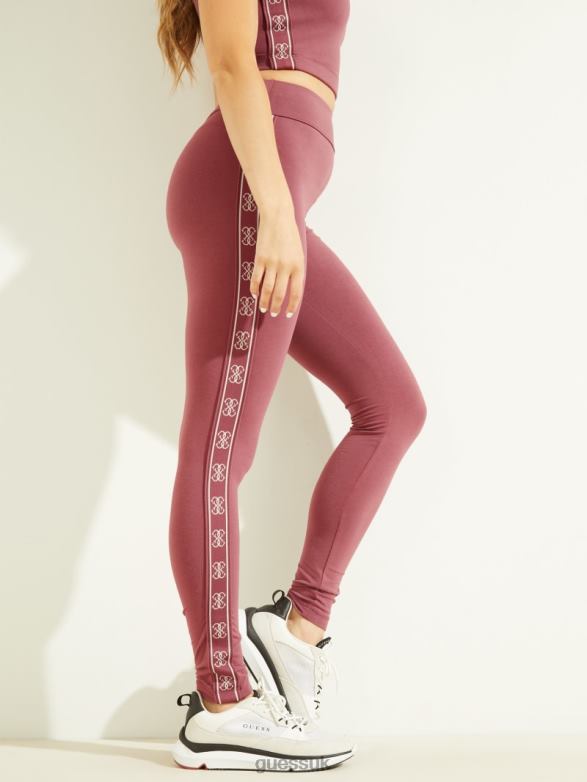 GUESS Women Eco Doreen Logo Tape Leggings Wine Cellar Apparel V28V62416