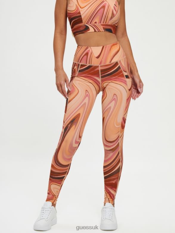 GUESS Women Eco Eppie Active Leggings Dancing Dunes Red Apparel V28V62238