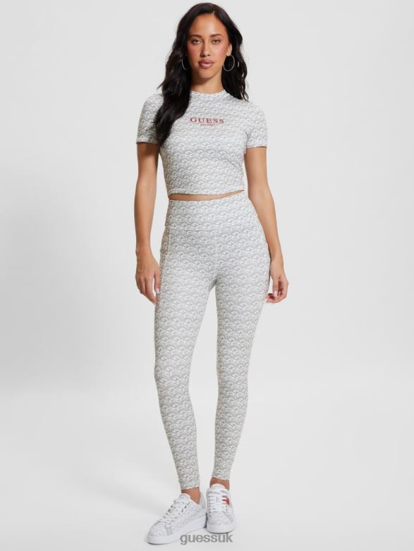GUESS Women Eco G-Cube Active Leggings Stripe G-Cube Small Gray Apparel V28V62062