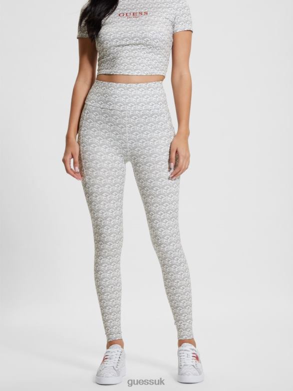 GUESS Women Eco G-Cube Active Leggings Stripe G-Cube Small Gray Apparel V28V62062