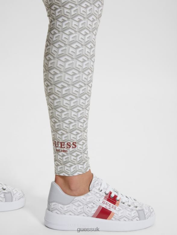 GUESS Women Eco G-Cube Active Leggings Stripe G-Cube Small Gray Apparel V28V62062