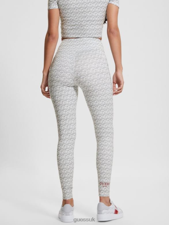 GUESS Women Eco G-Cube Active Leggings Stripe G-Cube Small Gray Apparel V28V62062