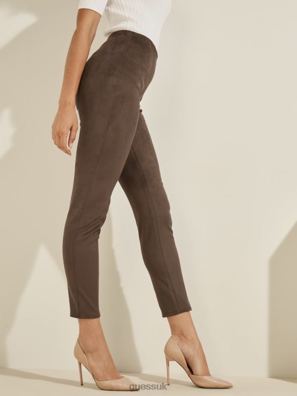 GUESS Women Maya Faux-Suede Leggings Dark Coffee Apparel V28V62427