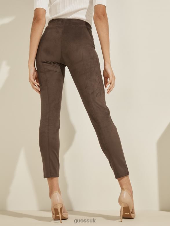 GUESS Women Maya Faux-Suede Leggings Dark Coffee Apparel V28V62427