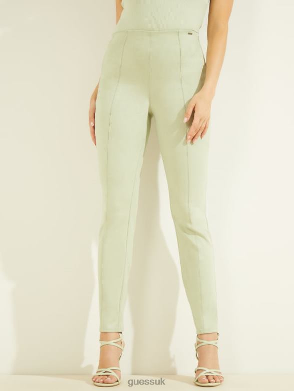 GUESS Women Maya Faux-Suede Leggings Light Matcha Apparel V28V62380