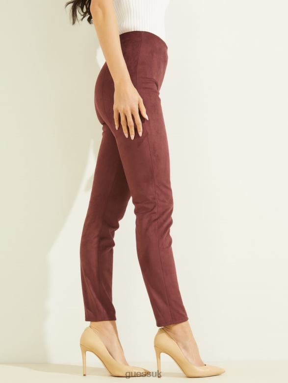 GUESS Women Maya Faux-Suede Leggings Mystic Wine Apparel V28V62266