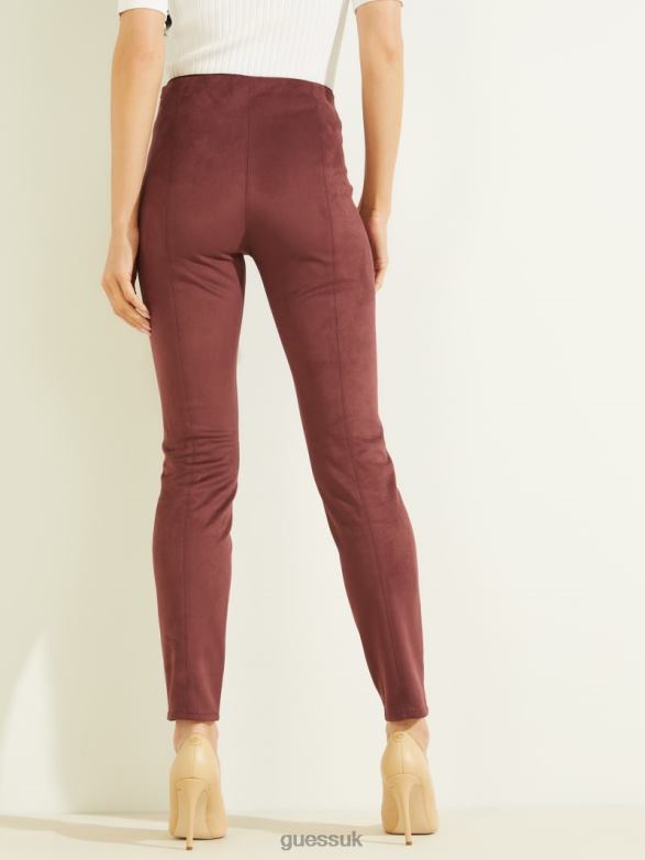 GUESS Women Maya Faux-Suede Leggings Mystic Wine Apparel V28V62266