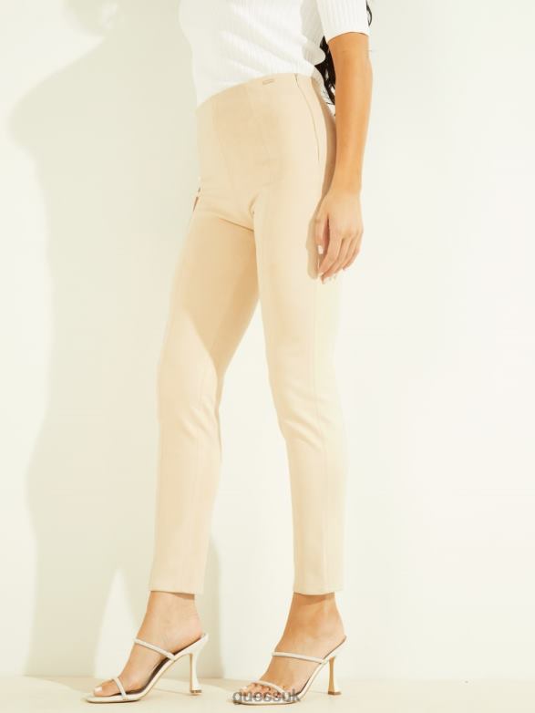 GUESS Women Maya Faux-Suede Leggings Pearl Oyster Apparel V28V62113
