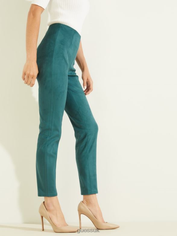 GUESS Women Maya Faux-Suede Leggings Regal Teal Apparel V28V62370