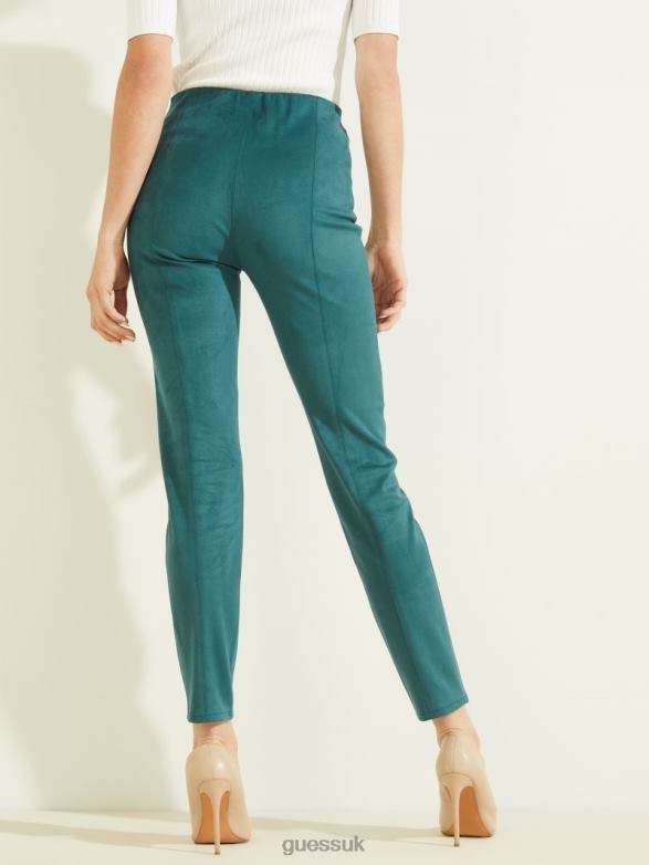 GUESS Women Maya Faux-Suede Leggings Regal Teal Apparel V28V62370