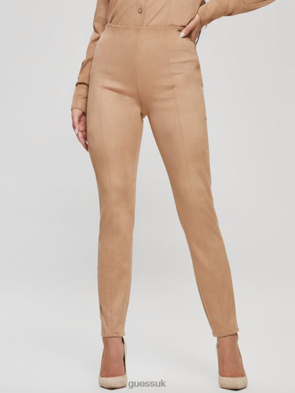 GUESS Women Maya Faux-Suede Leggings Wet Sand Apparel V28V62011