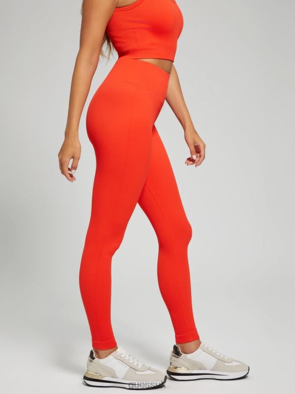 GUESS Women Seamless Ribbed Leggings Orange Slice Apparel V28V62396