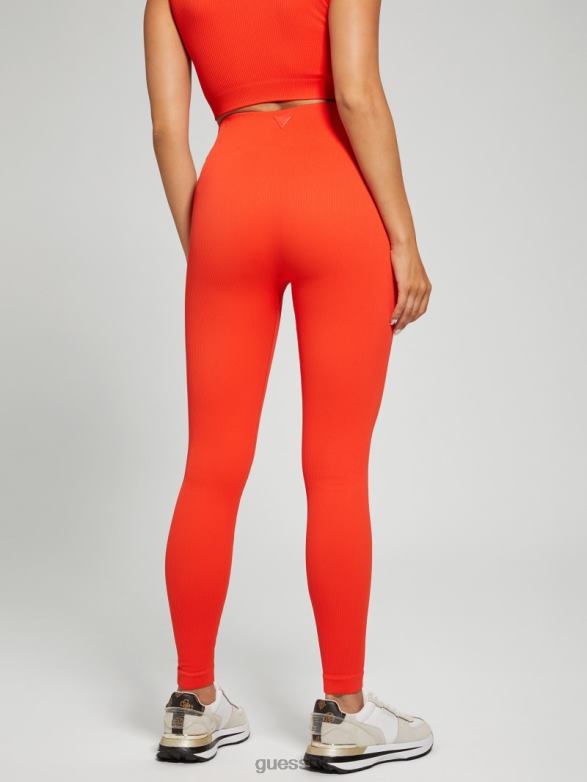 GUESS Women Seamless Ribbed Leggings Orange Slice Apparel V28V62396
