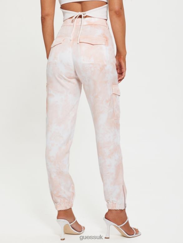 GUESS Women Bowie Cargo Chino Pants Rose Bliss Tie Dye Apparel V28V62290