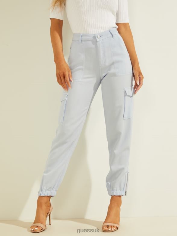 GUESS Women Bowie Chino Cargo Pants Airway Blue Multi Apparel V28V62084