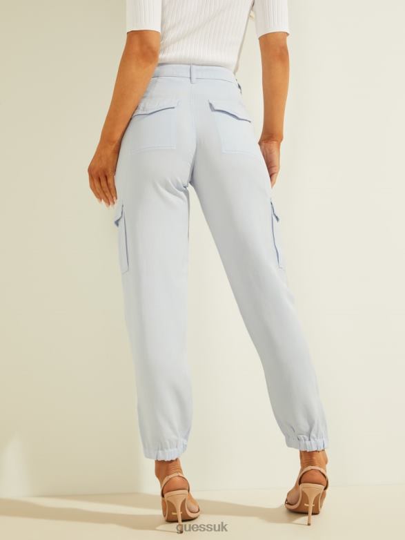 GUESS Women Bowie Chino Cargo Pants Airway Blue Multi Apparel V28V62084