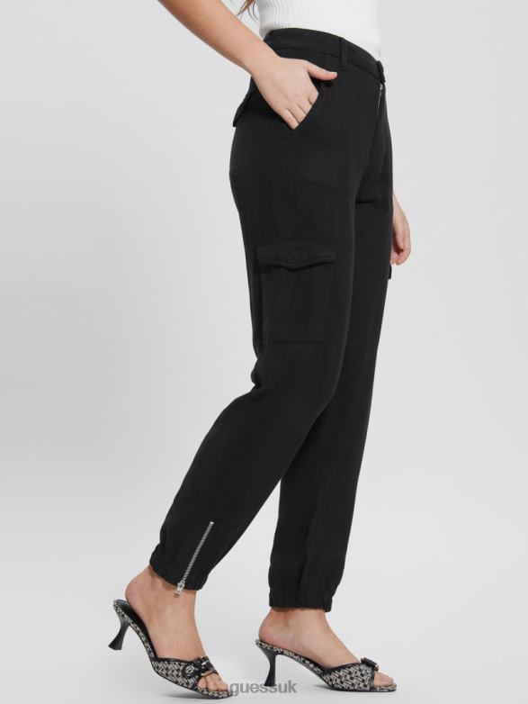 GUESS Women Bowie Chino Cargo Pants Jet Black Multi Apparel V28V62098